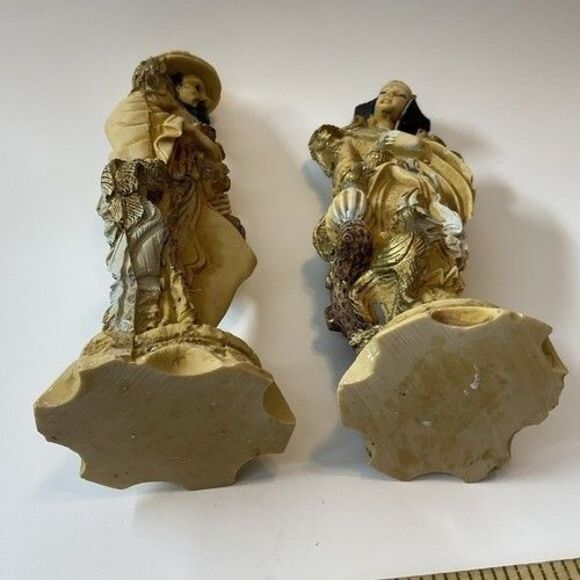 Vintage Lot of 2 ArtMark Italy Goddess & Sorcerer Statues Resin Asian Decor 9.5" - Picture 2 of 14
